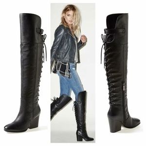 Sam Edelman Corset Lace Up Thigh High Boots Size 6M